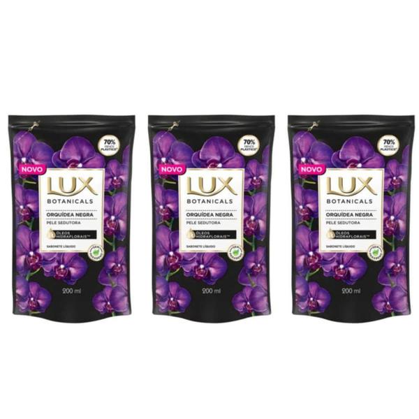 Lux Orquídea Negra Sabonete Líquido Suave Refil 200ml (Kit C/03)