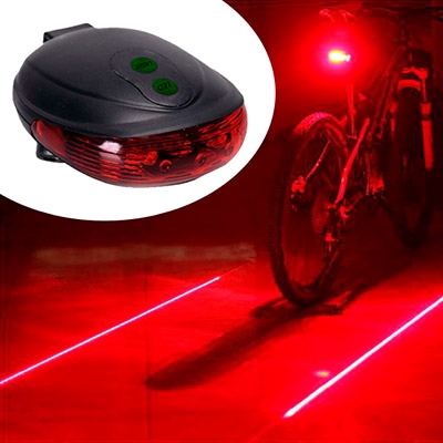 Luz Alerta Lanterna para Bicicleta 3 Leds com Guia Laser - Makeda