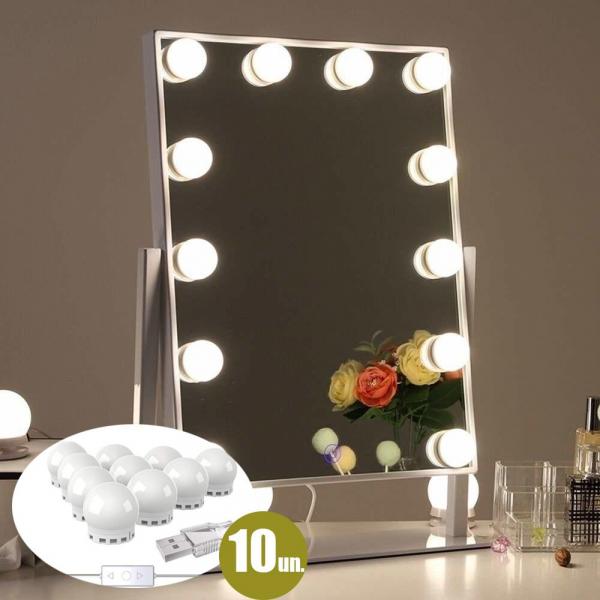 Luz de Espelho Usb Maquiagem Make Camarim Led Studio 3 Cores Ajustavel - Ideal
