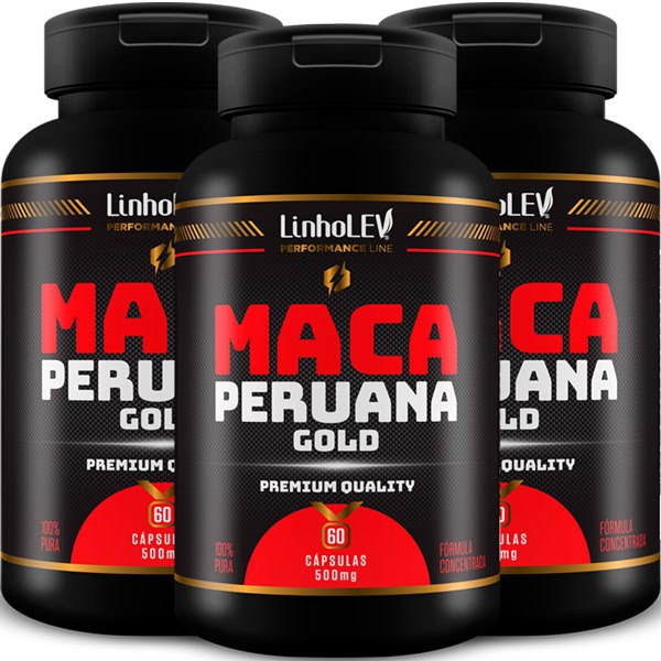 Maca Peruana 3 Frascos Gold Pura 500mg 60cpas Premium - Linholev