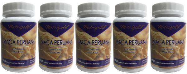 Maca Peruana Pura 5 X 180 Comprimidos de 800 Mg Máximo 4 ao Dia Preço Hoje! - Nutrigold