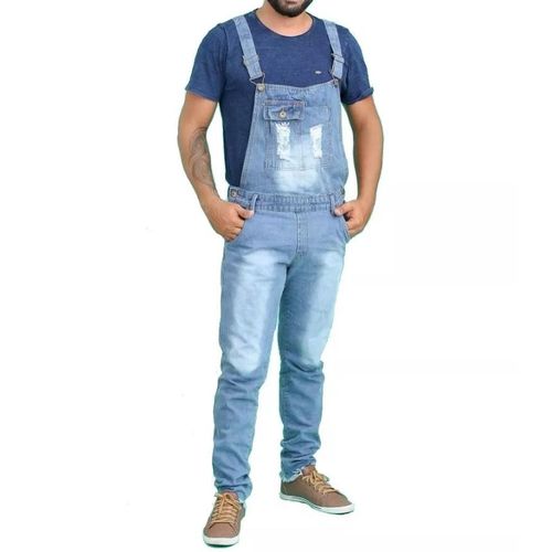 Tudo sobre 'Macacão Jardineira Masculino Jeans Destroyed Original'
