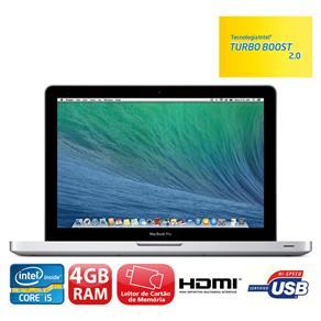MacBook Pro Apple ME864BZ/A com Intel® Core™ I5 Dual Core, 4GB, 128GB SSD, Leitor de Cartões, HDMI, Wireless, Bluetooth, LED 13.3" e OS X Mavericks