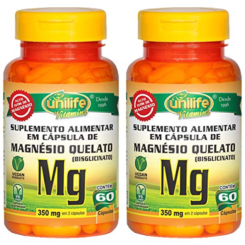 Magnésio Quelato - 2 Unidades de 60 Cápsulas - Unilife
