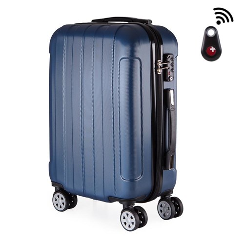 Mala de Bordo Viagem ABS Swisstop Localizador Bluetooth Rodas Duplas 360° + Cadeado TSA Azul