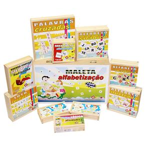 Maleta Alfabetização - 10 Jogos - Maleta Colorido Carlu Brinquedos - Colorido