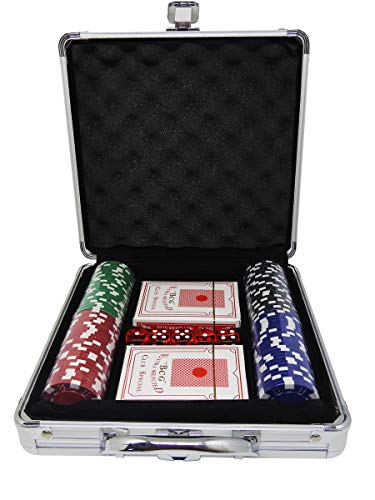 Maleta Kit Jogo Poker 100 Fichas Oficiais Baralho e Dados