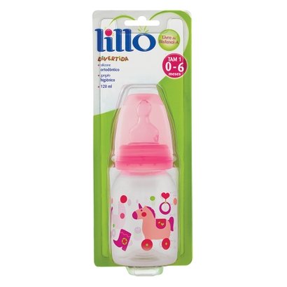 Mamadeira Divertida Tradicional Silicone 120 Ml Brinquedos Rosa - Lillo