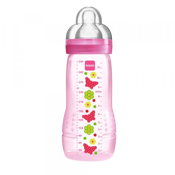 Mamadeira Fashion Bottle Grils 330 Ml - Rosa - Borboletas - MAM