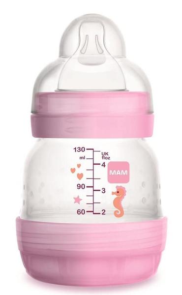 Mamadeira MAM First Bottle Anti-Cólica e Auto-Esterilizável 130ml Menina