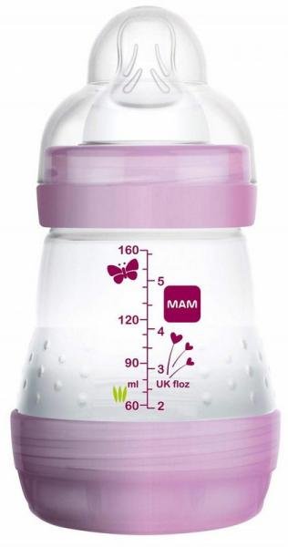 Mamadeira MAM First Bottle Anti-Cólica e Auto-Esterilizável 160ml Menina