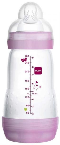 Mamadeira MAM First Bottle Anti-Cólica e Auto-Esterilizável 260ml Menina