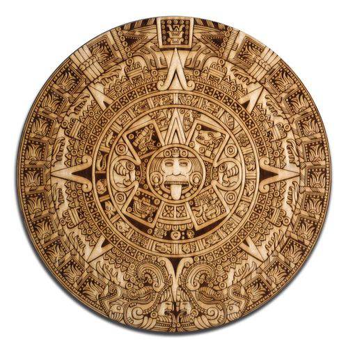 Tudo sobre 'Mandala Decorativa Pedra do Sol Asteca (calendario Maia), Pirografado a LASER, MDF Cru'