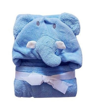 Manta com Capuz Baby Elefante Azul Jolitex