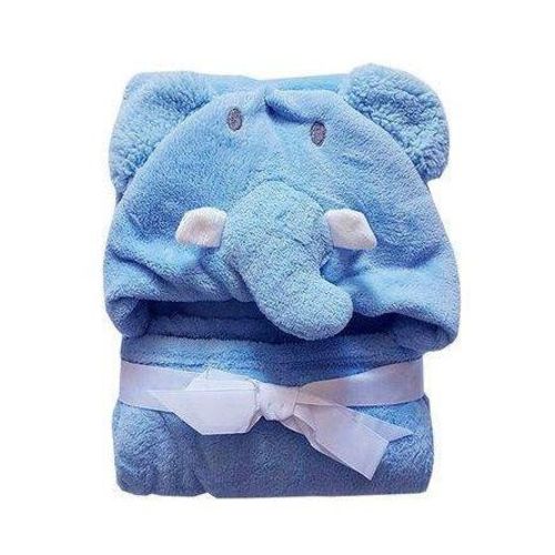 Manta com Capuz Baby Elefante Azul Jolitex