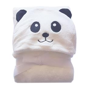 Manta de Microfibra Baby Jolitex com Capuz de Urso Panda Branco - Branco