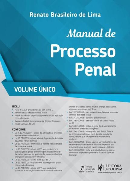 MANUAL DE PROCESSO PENAL - VOLUME UNICO - 7a ED - 2019 - Juspodivm