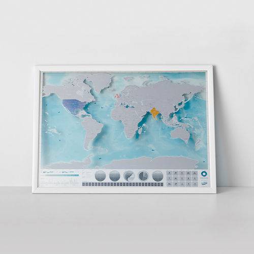 Mapa de Raspadinha Ocean - Plástico - 80x60 - Raspe os Países Visitados