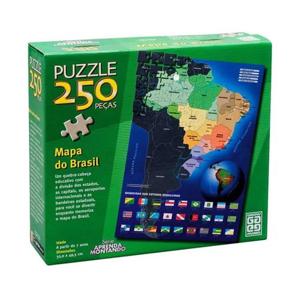 Mapa do Brasil Quebra Cabeça Puzzle P250 Peças Grow 01706