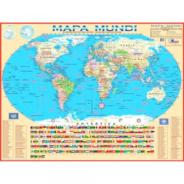 Mapa Mundi 120x90 Cm Dobrado - Multimapas