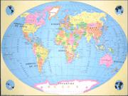 Mapa Mundi Politico 126x92cm Simples 111 03 Blister Geomapas - 953421