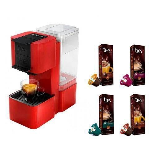Máquina de Café Expresso e Multibebidas Automática TRES Pop Plus Vermelha 127v