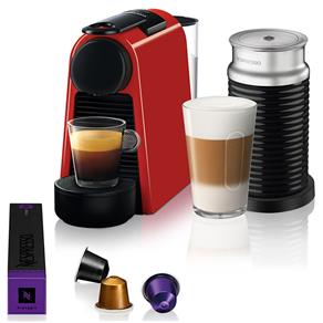 Máquina de Café Nespresso Essenza Mini D30 com Aeroccino e Kit Boas-Vindas - Vermelha - 110V