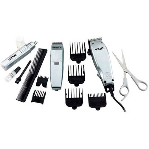 Máquina de Cortar Cabelo + Aparador de Pêlos + Aparador de Nariz e Orelha + Acessórios Home Grooming Kit - Wahl Clipper