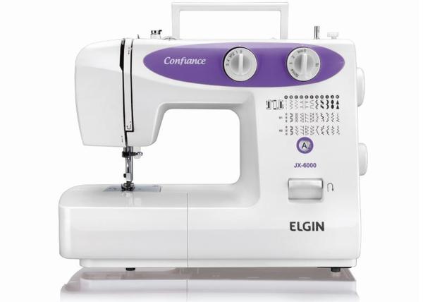 Máquina de Costura Confiance JX-6000 220v Branca/Lilás - Elgin