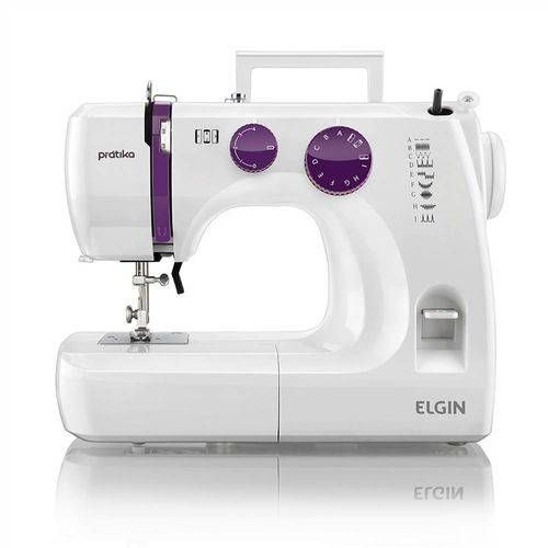 Máquina de Costura Elgin Jx-2051 Prátika - Branca/roxa