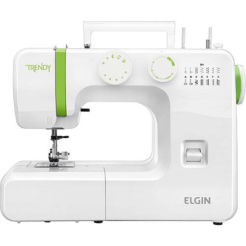 Máquina de Costura Elgin Trendy JX-3013 Portátil Branco/Verde