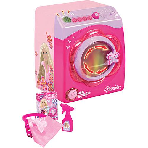 Máquina de Lavar Roupa Barbie Bang Toys Rosa