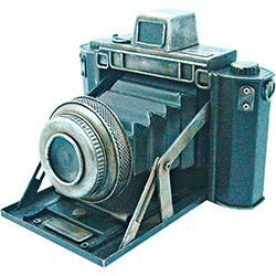 Máquina Fotográfica Decorativa de Metal Azul - BTC