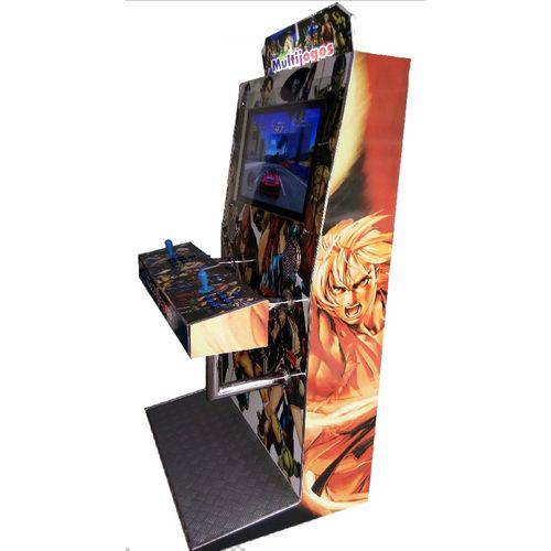 Máquina Multijogos Slim Arcade 32 Polegadas Cromada Fliperama com 5000 Jogos