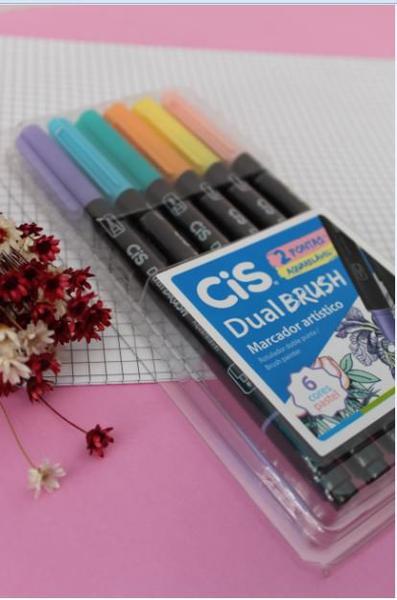 Marcador Artístico CIS Dual Brush Pastel 6 Cores