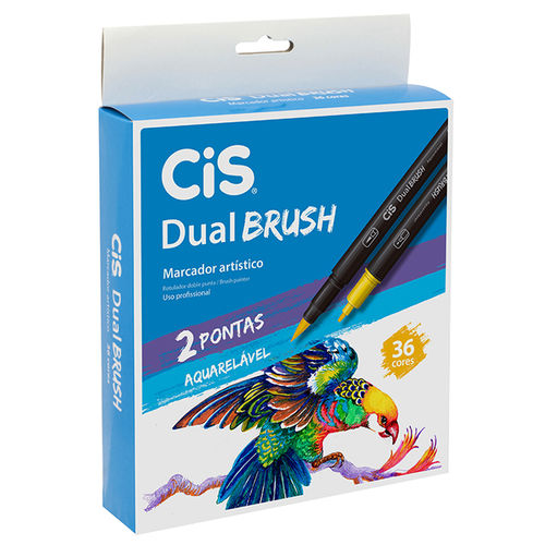 Marcador Artístico Dual Brush Aquarelável com 36 Cores - Cis