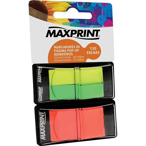 Tudo sobre 'Marcador de Página Pop-up Maxprint 3 Cores 45mmx12mm / 45mmx25mm 130 Folhas'