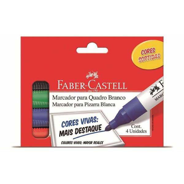 Marcador para Quadro Branco Faber Castell 4 Cores Basicas OF/522ZF