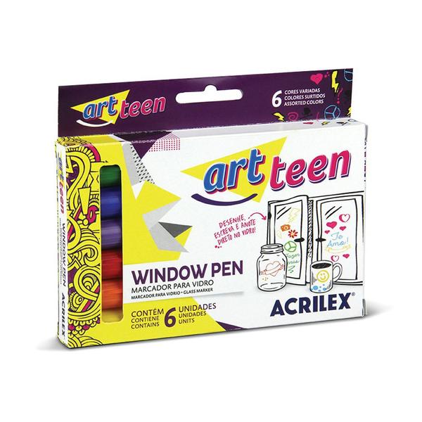 Marcador para Vidro Acrilex Window Pen 6 Cores 06106