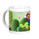 Mario Bros (Word) e Yoshi Branca 325ml Clássica Caneca