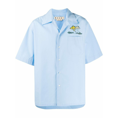 Marni Camisa com Estampa e Bolso - Azul