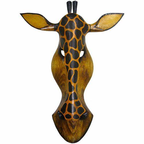 Máscara de Girafa em Madeira 50 Cm Importado da Indonésia