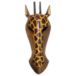 Máscara de Girafa em Madeira com 27 Cm Importado da Indonésia