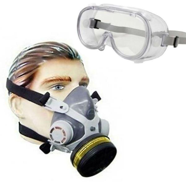 Kit Máscara Respirador Facial 1 Filtro Químico Gases Óculos - Alltec