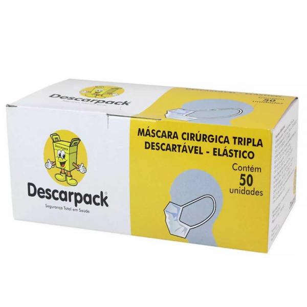 Máscara Tripla Descartável Descarpack com Elástico (50 Unidades / Caixa)