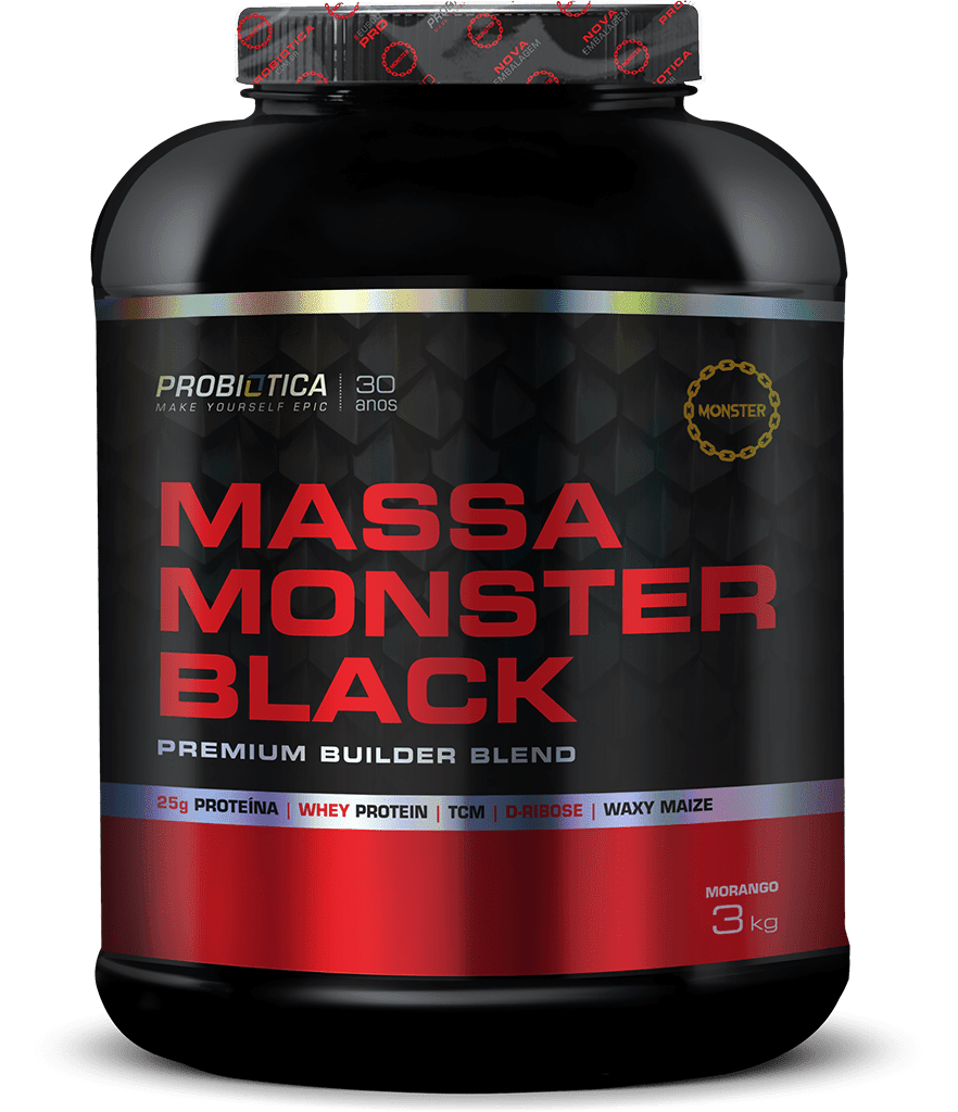 Massa Monster Black 1,5Kg - Probiótica (MORANGO, 3KG)
