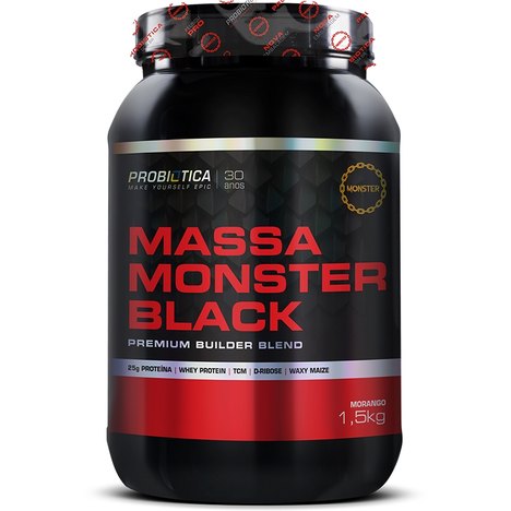 Massa Monster Black 1,5Kg Probiótica - Morango