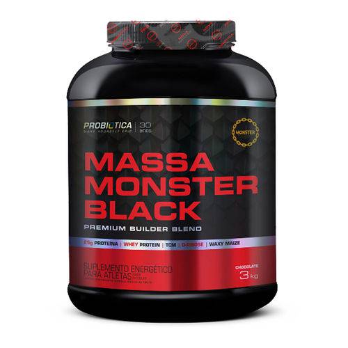 Massa Monster Black - 3kg - Probiótica - Sabor Chocolate