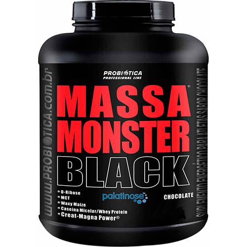 Massa Monster Black - Suplemento Alimentar - Professional Line Chocolate 3kg - Probiótica