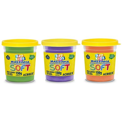 Massinha de Modelar Soft Acrilex 150g Art Kids Verde - 101